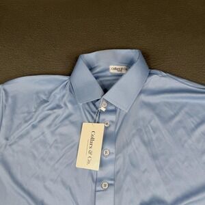 Collars & Co. Polo Shirt Mens LT Blue Big & Tall Lightweight Polyester Casual